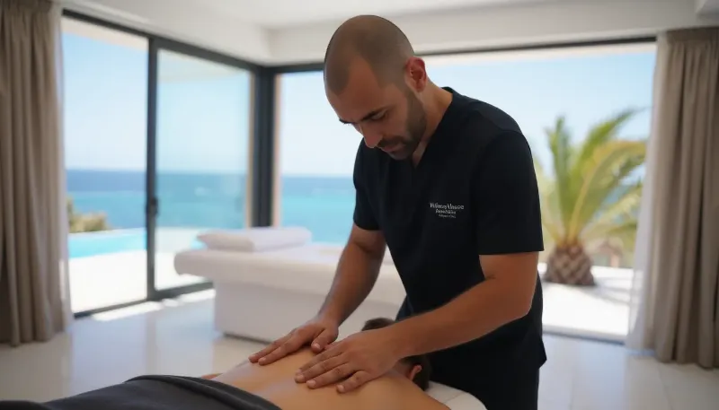 Professional home massage in Arrecife Lanzarote, demonstrating flexible service and expert care in a comfortable setting.